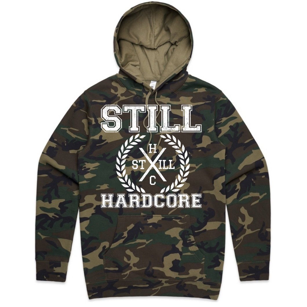 Still Hardcore Varsity Crest Camo Hoodie